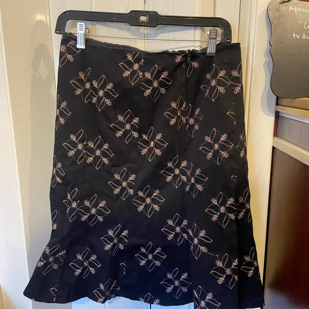 Apostrophe Black Floral Midi Skirt